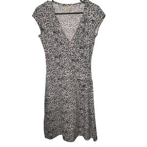 Athleta Black & White Women's Faux Wrap Dress Size Medium